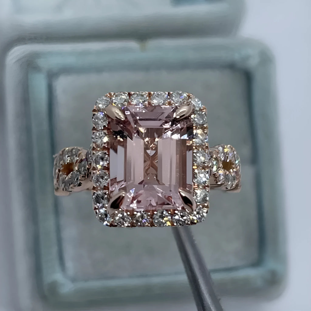 Geometric rose gold alloy ring showing straight edges and angular design