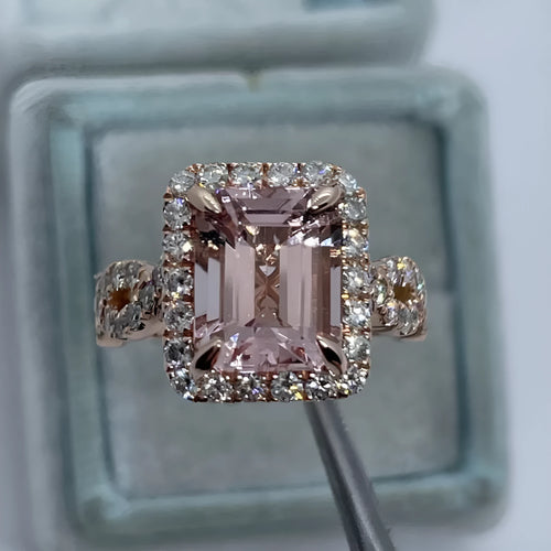 Geometric rose gold alloy ring showing straight edges and angular design