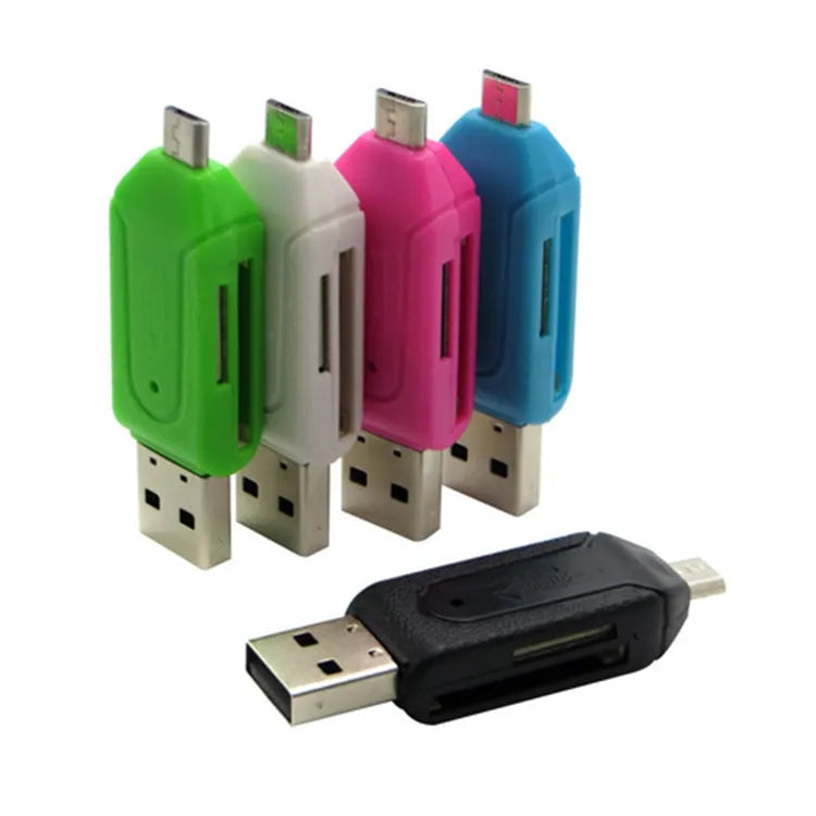 OTG card reader for computers and Android phones with SD and TF memory card slots