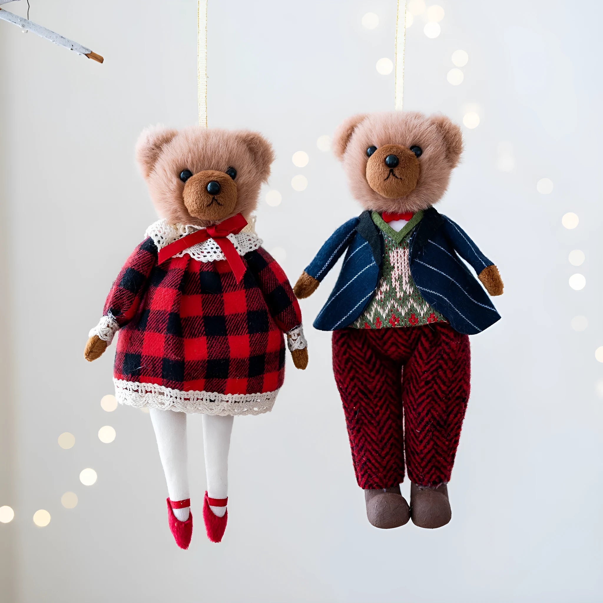 Cartoon-style cloth plush bear doll, available in gentleman bear or princess bear colour options.