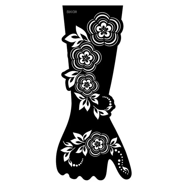 Hollow geometric tattoo sticker sheet with 30 machine-cut 3D paper carving patterns