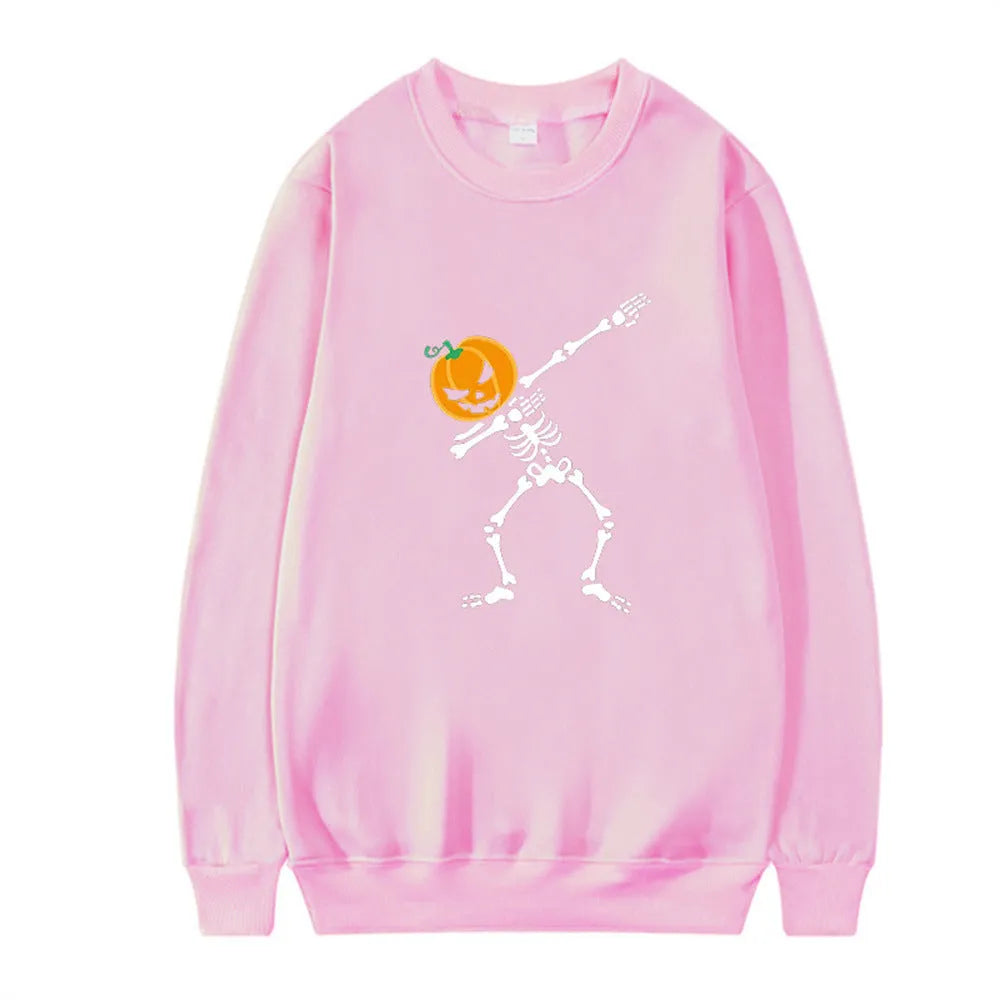 Women's printed cotton crew neck top with long sleeves in sports leisure style
