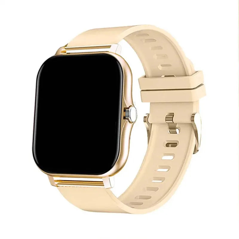 Smart watch with colour touch screen and silicone strap, showing Bluetooth call interface.