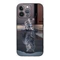Glass phone case with painted tiger animal design for Apple iPhone back cover
