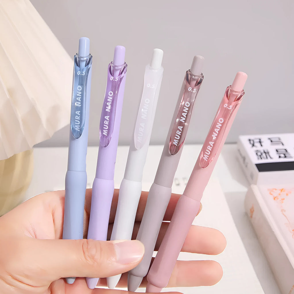 Macaron colour press gel pen with 0.5mm tip in smoked brown, powder or white ink options