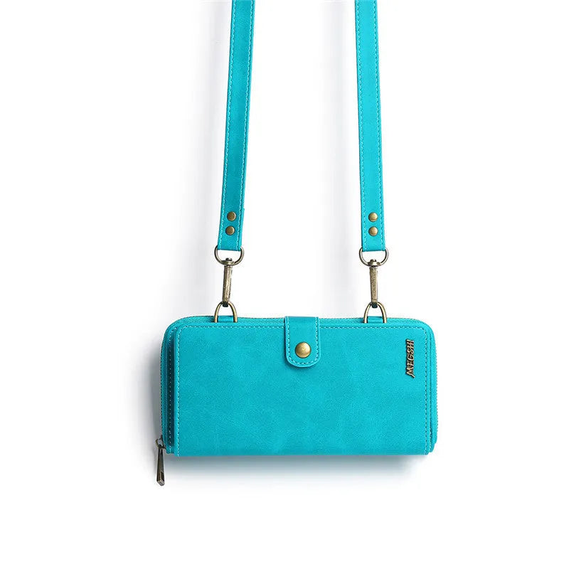 Detachable wallet backpack phone case with leather flip cover for iPhone and Samsung phones