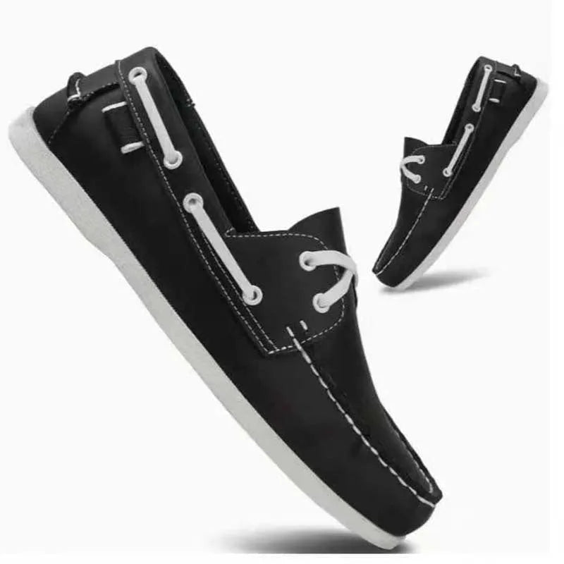 Men's British style casual shoes in artificial PU leather with a flat heel and round toe.