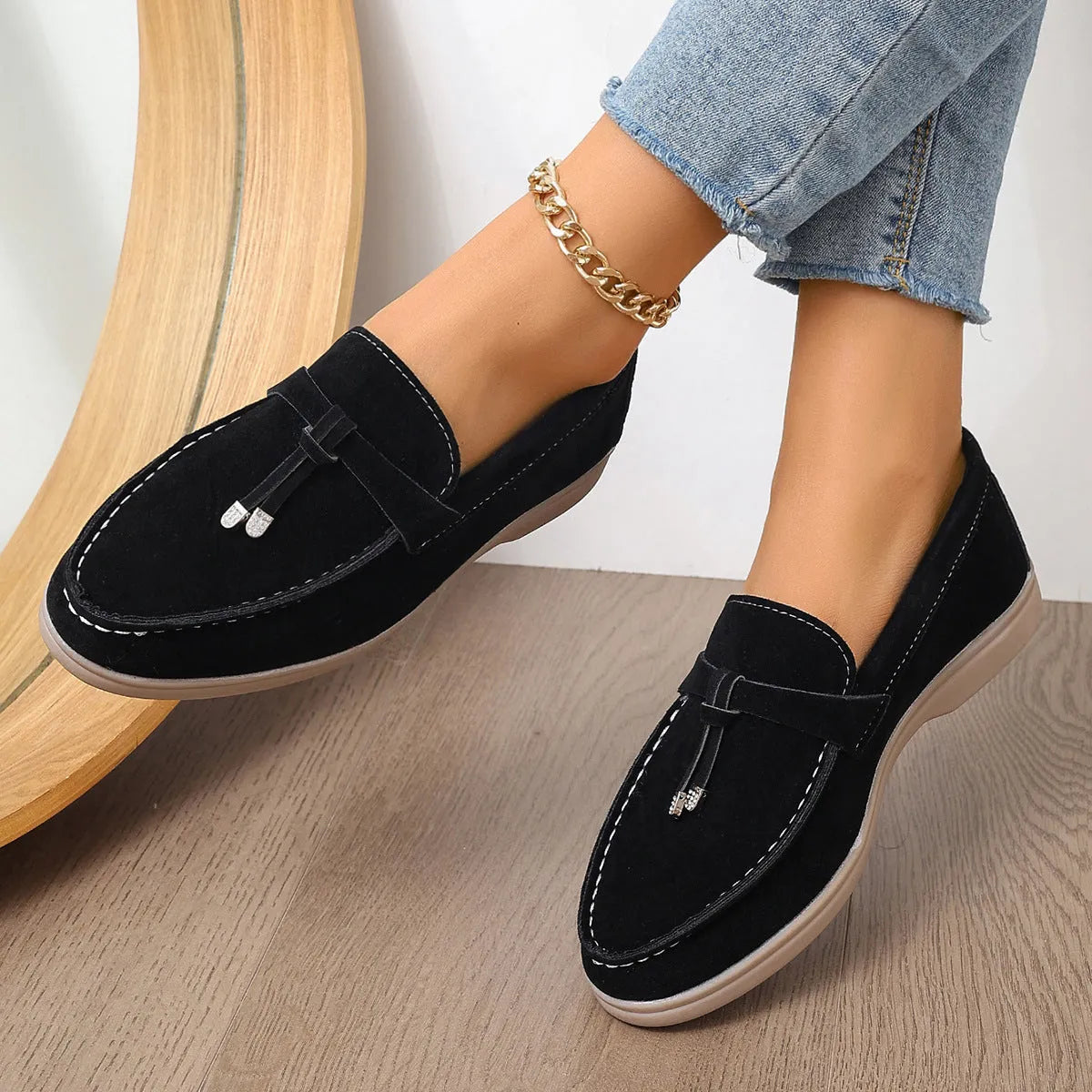 Men's casual canvas slip-on loafers with a platform sole in black, apricot, and brown colours.