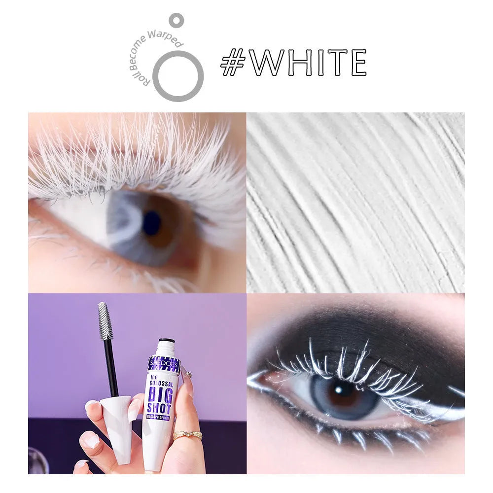 White waterproof and sweat-proof mascara tube with 10ML net content for curling lashes.
