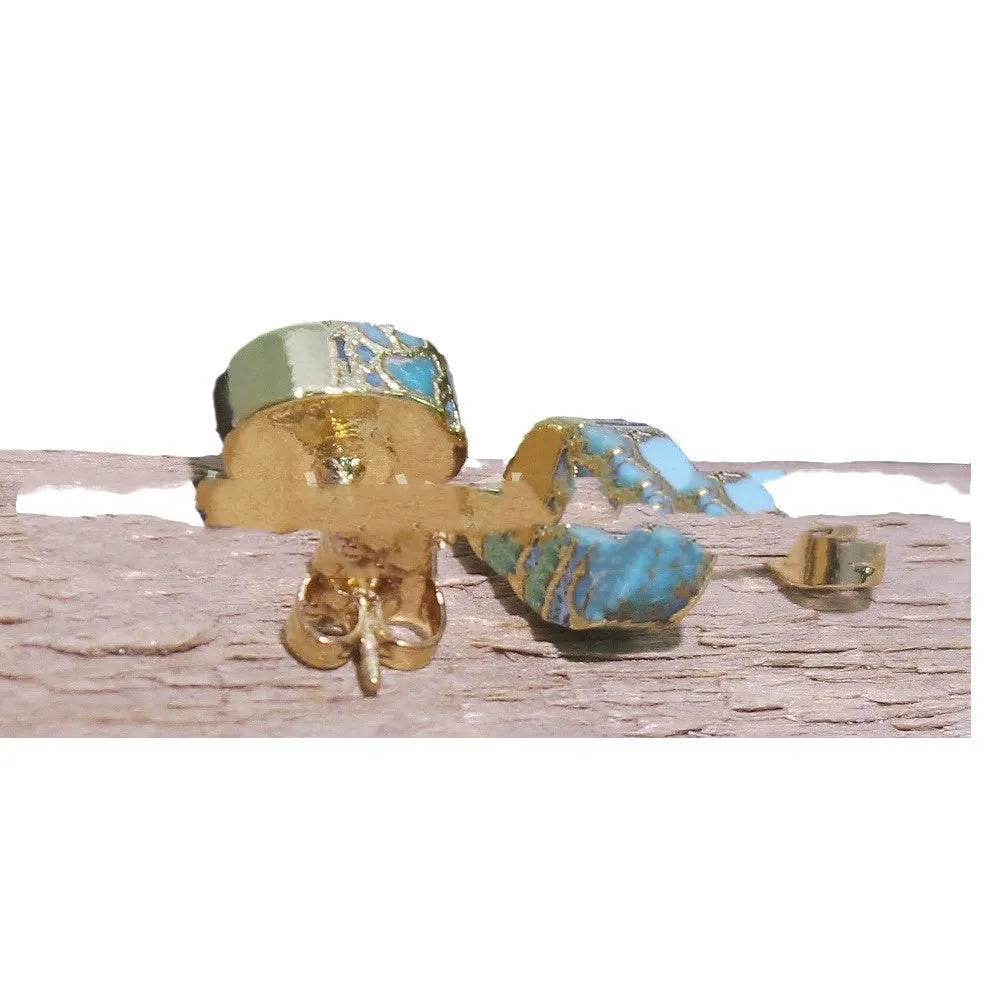 A pair of handmade natural stone stud earrings with an irregular bohemian shape in ER1031 colour.