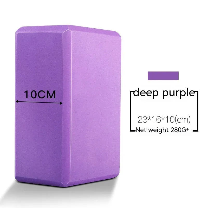 High-density EVA yoga block in a selection of solid colours and printed designs.