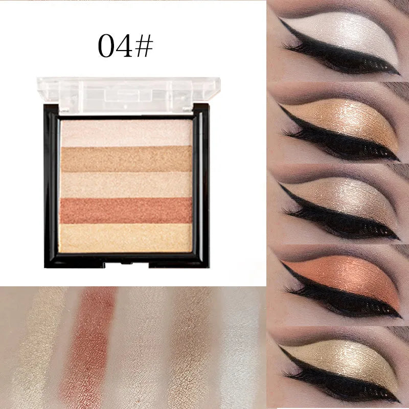 Highlight eye shadow palette with six colour variations for natural three-dimensional contouring effects