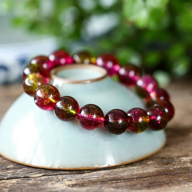 Watermelon crystal bracelet with pastoral design in four diameter sizes