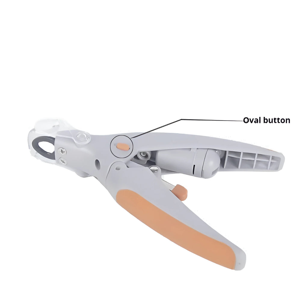 LED dog nail trimmer with blood line guide on blister card packaging
