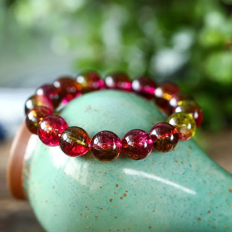 Watermelon crystal bracelet with pastoral design in four diameter sizes