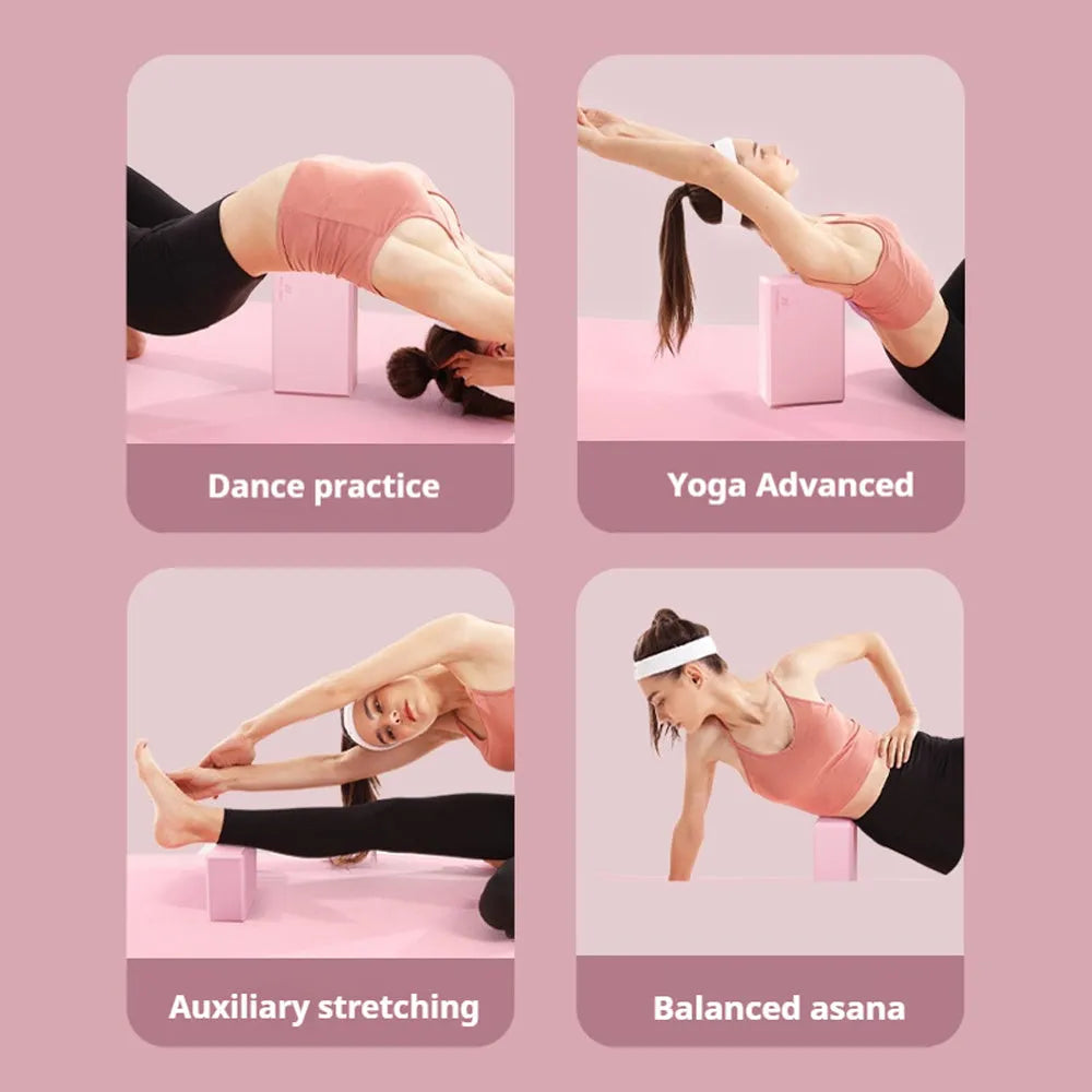 Solid colour EVA foam yoga block showing hexagonal facets and grip ridges