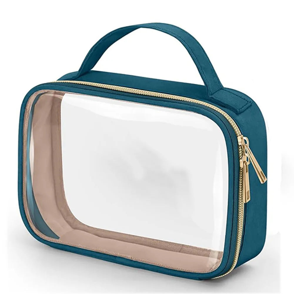 Transparent PVC lipstick storage wash bag with detachable chain in 7.85 inch size