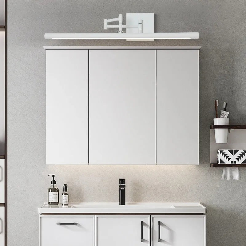 Modern sand black LED bathroom mirror cabinet with integrated lighting mounted on a wall.