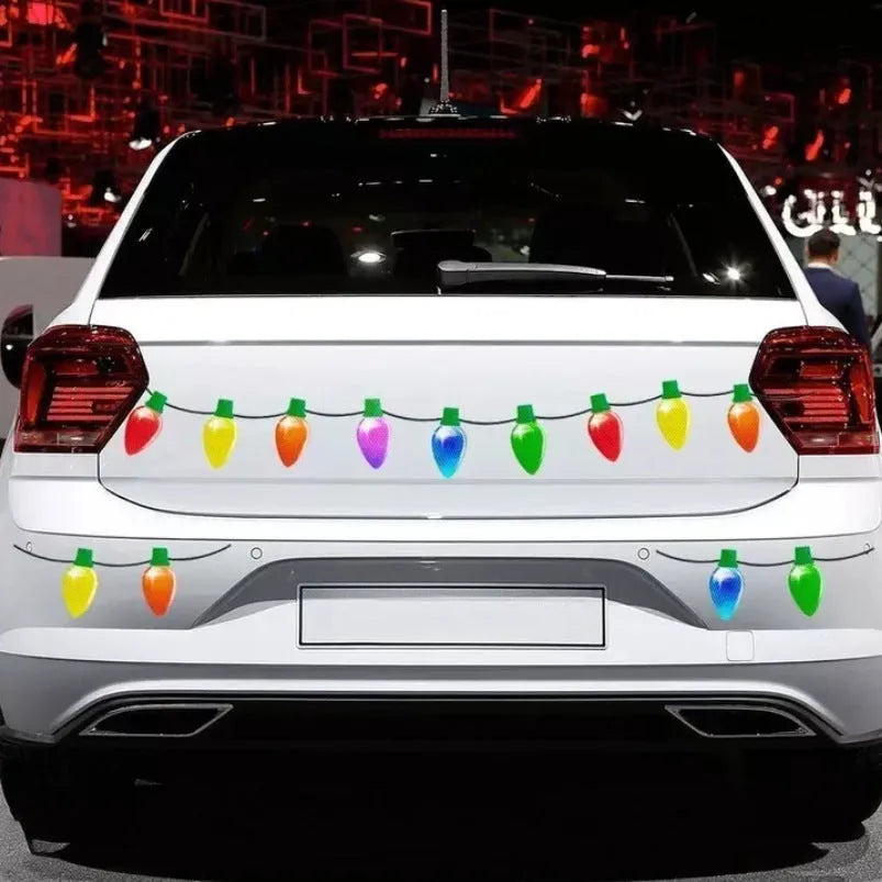 Reflective magnetic Christmas light paste set with bulb and wire shapes for car and refrigerator decoration