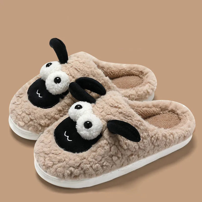 Thermal cotton slip-on slippers with suede upper in brown, grey, or white colours