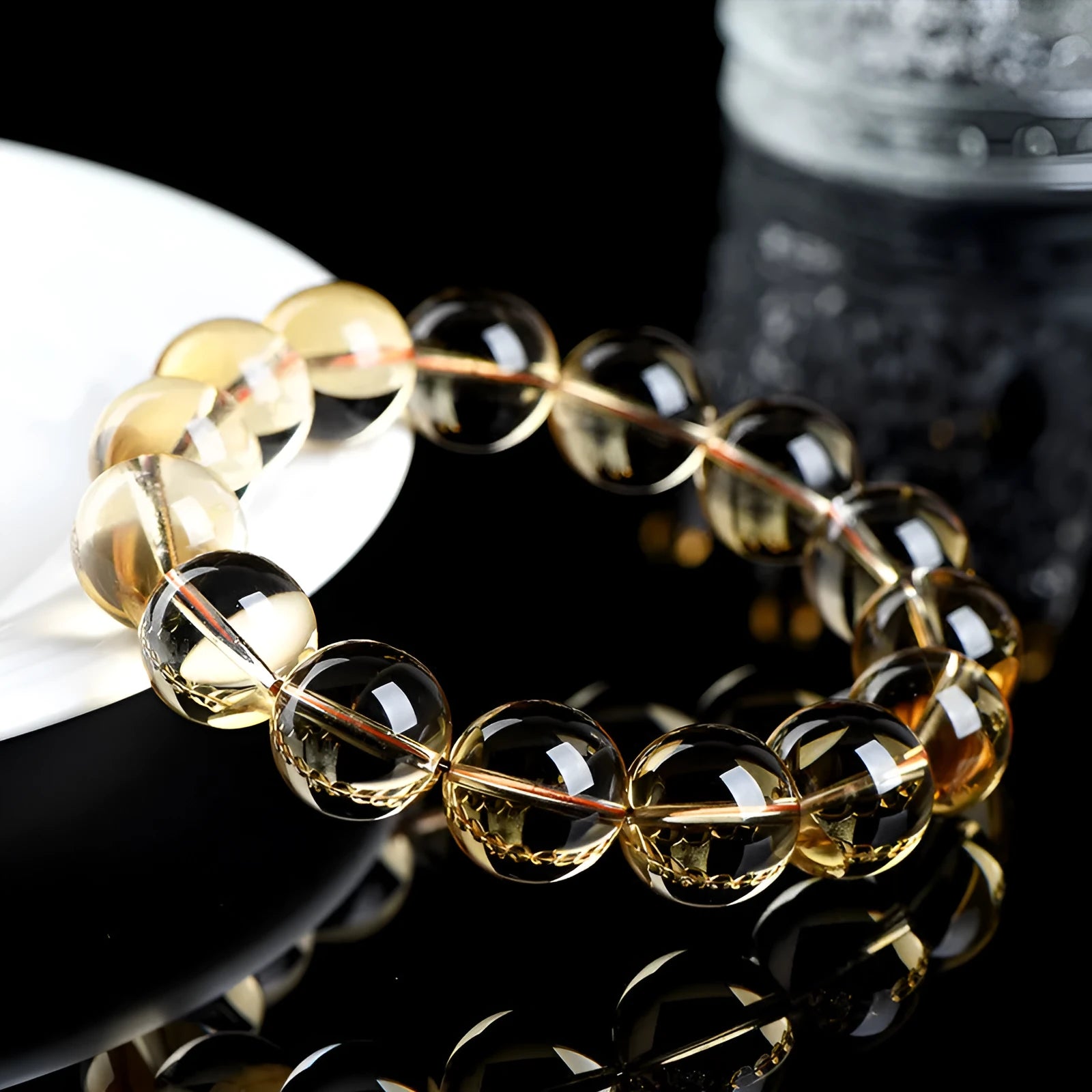 Natural citrine scattered beads bracelet showing polished stones in an original design