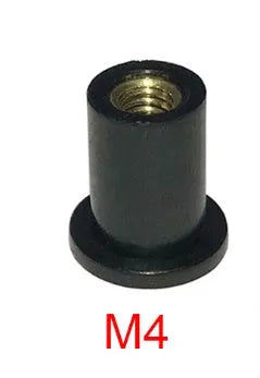 Motorcycle brass nut rubber well nut fasteners in black with M4 M5 M6 thread sizes