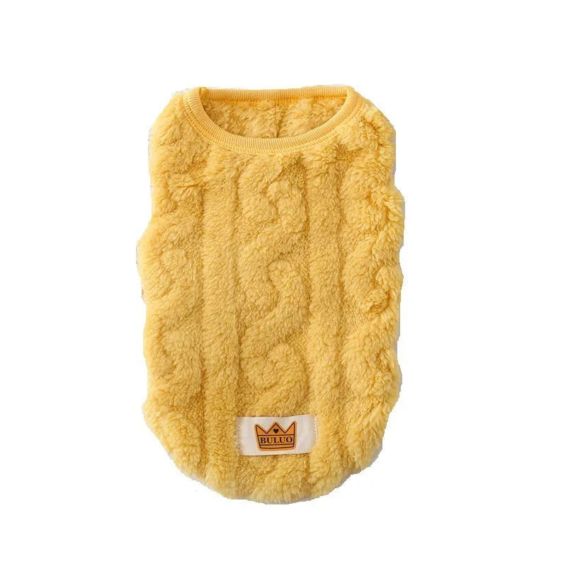 Thermal knitted thickened polyester vest for small dogs, yellow colour, XS size, chest circumference 30 cm