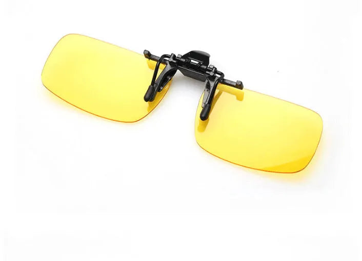 Clip-on night vision sunglasses for drivers with PC lenses in multiple colour options