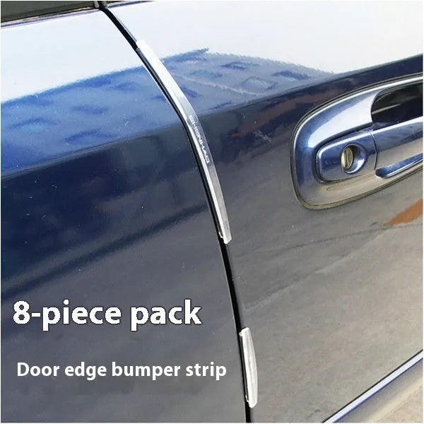 White plastic car door edge bumper strip set for vehicle protection