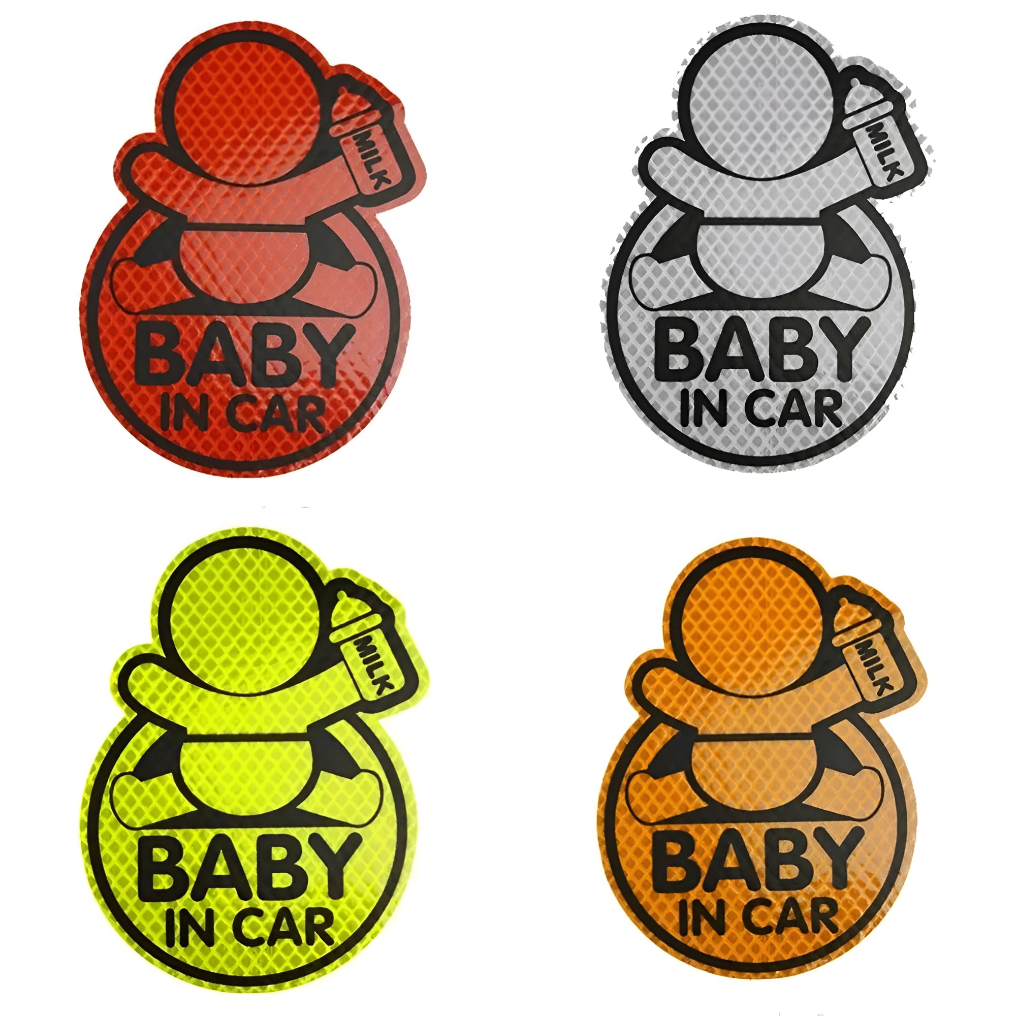 Baby In Car reflective warning sticker 14x10.5cm PET material fluorescent green colour