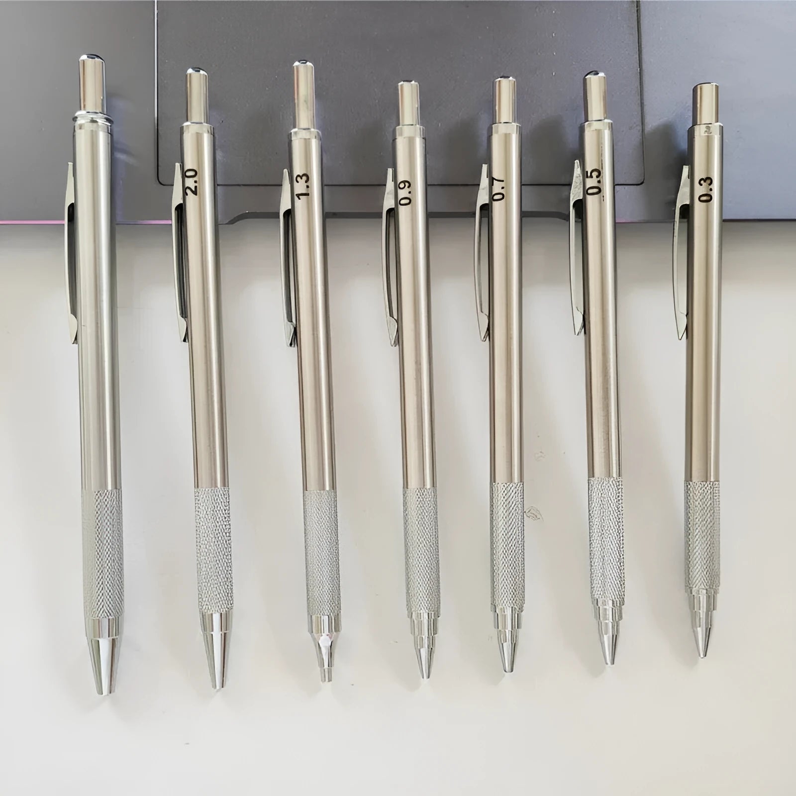 Metal automatic mechanical pencil with 0.5mm to 2.0mm lead size options