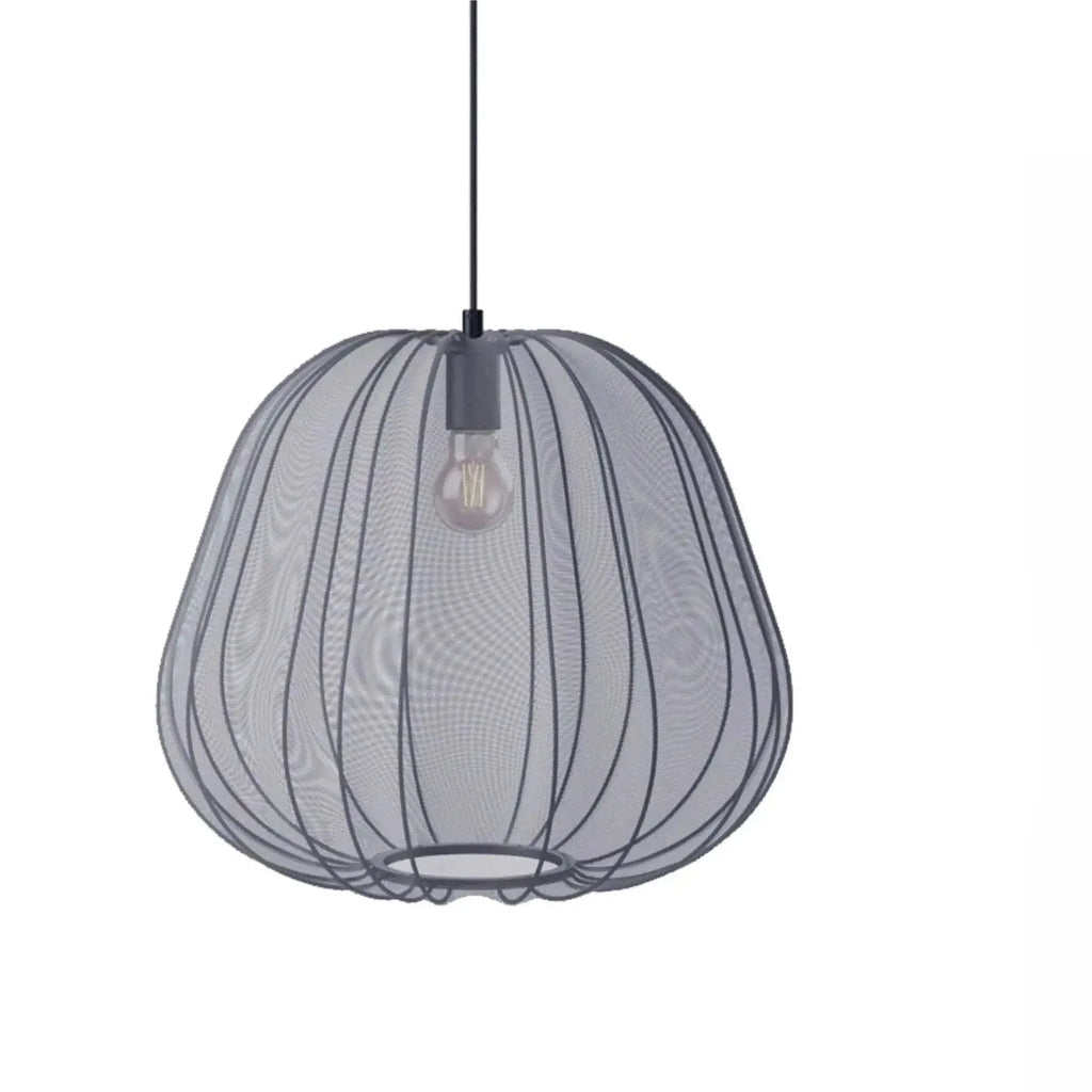 Japanese-style net pumpkin ceiling lamp with branch design in white or grey blue options