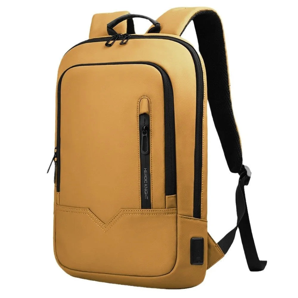 Lightweight polyester commuter backpack with USB port in olive green colour