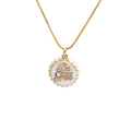 Copper bottle cap pendant necklace with electroplated 18K gold finish on 40cm box chain