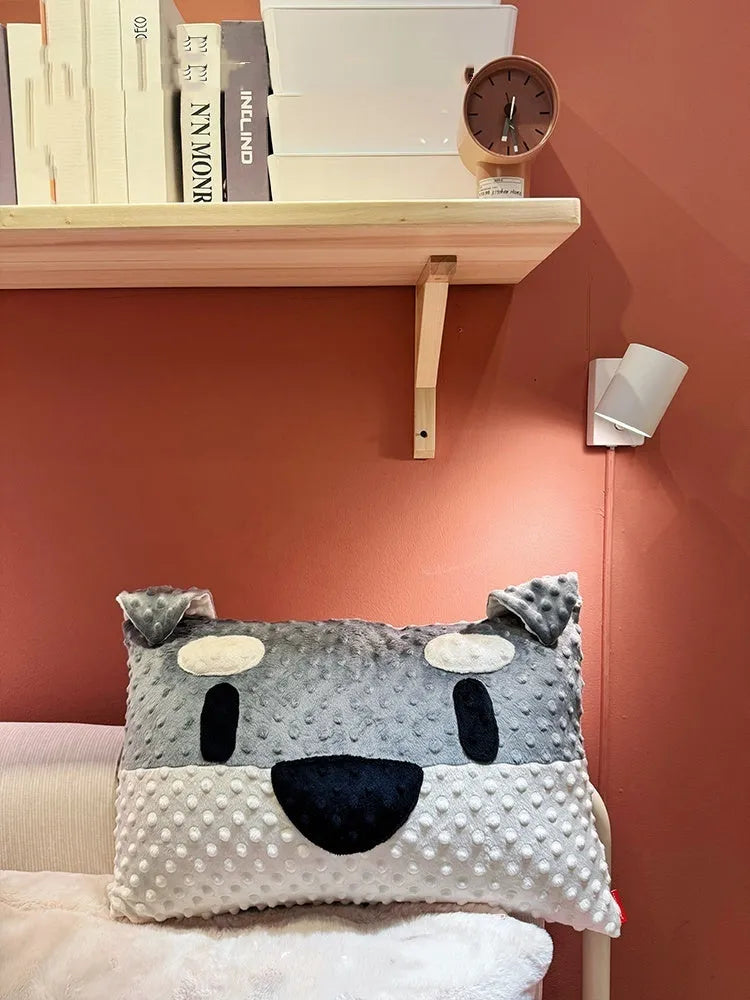West Highland puppy decorative cushion on sofa, grey and white dog design