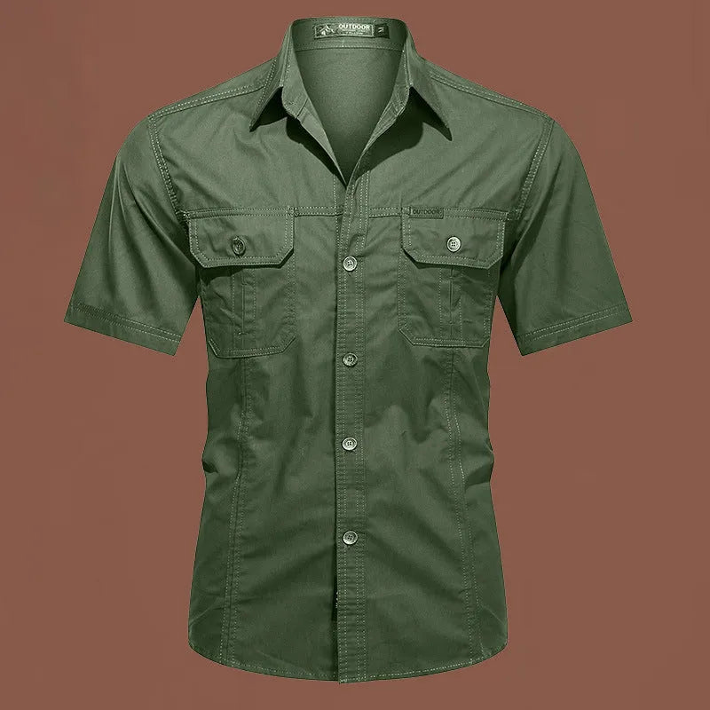 Men's cotton short sleeve work shirt in multiple colour options with non-iron treatment