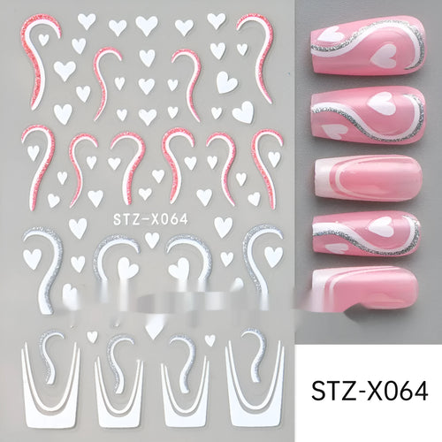 Black and silver strip cartoon nail art stickers on plastic patch