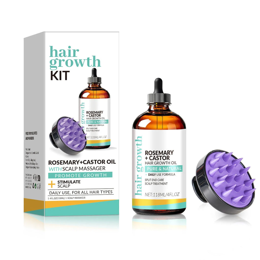 118ml hair treatment oil bottle with massage brush applicator for strong hair care