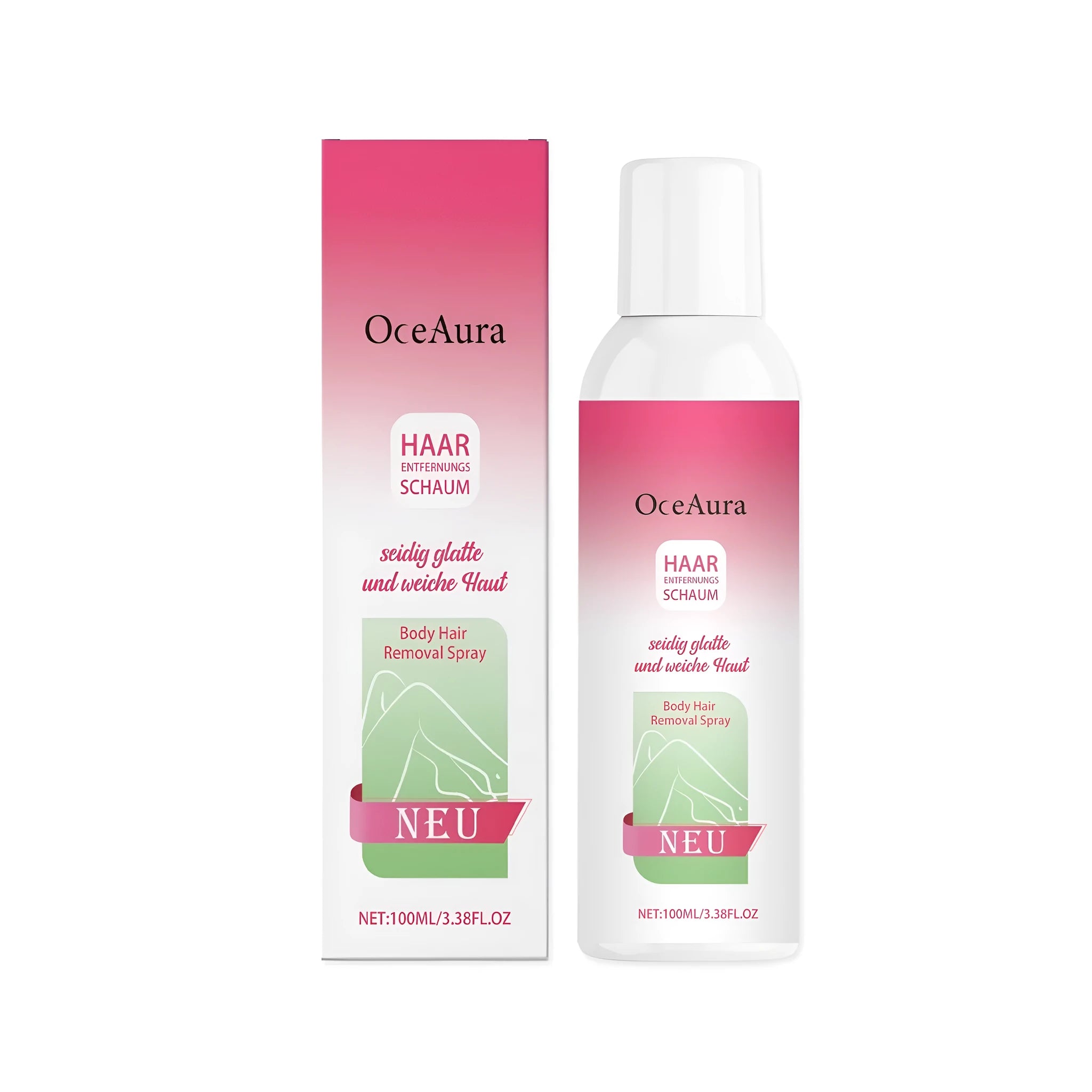 A 100ml spray bottle of body hair removal depilatory for legs, arms, and underarms.