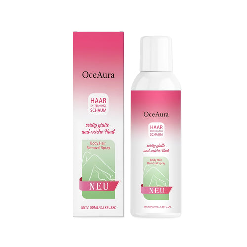 A 100ml spray bottle of body hair removal depilatory for legs, arms, and underarms.