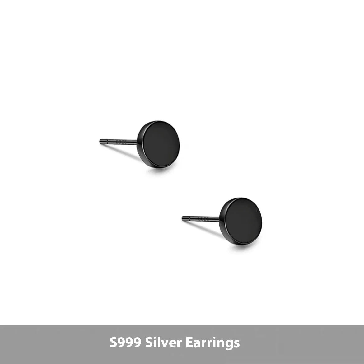 A pair of simple round S999 sterling silver flat ear bone studs on a plain background.