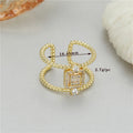 Copper gold-plated open ring with adjustable opening and U-shaped asymmetric design