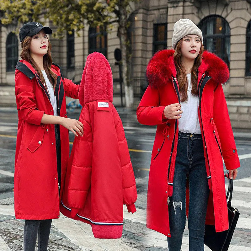 Long women's fleece-lined trench coat in a choice of six colours, featuring a two-way zip.