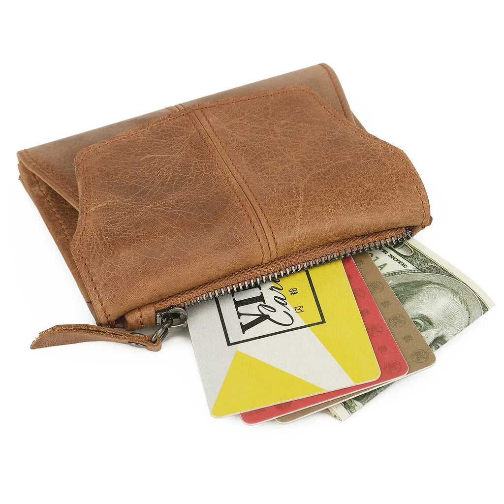 Genuine cowhide leather coin purse with lock closure in a choice of six colours including black, brown and olive green.
