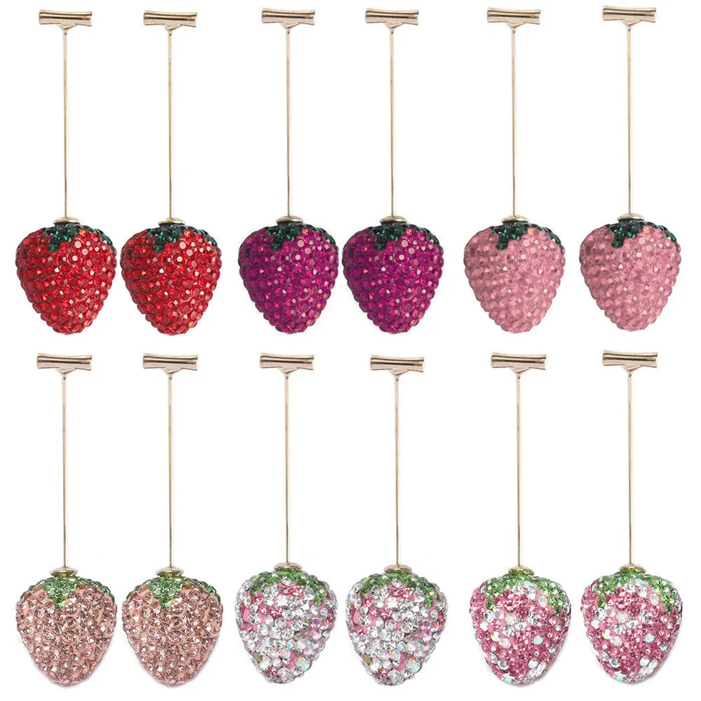 Spot drill geometric strawberry earrings for women in zinc alloy with six colour options