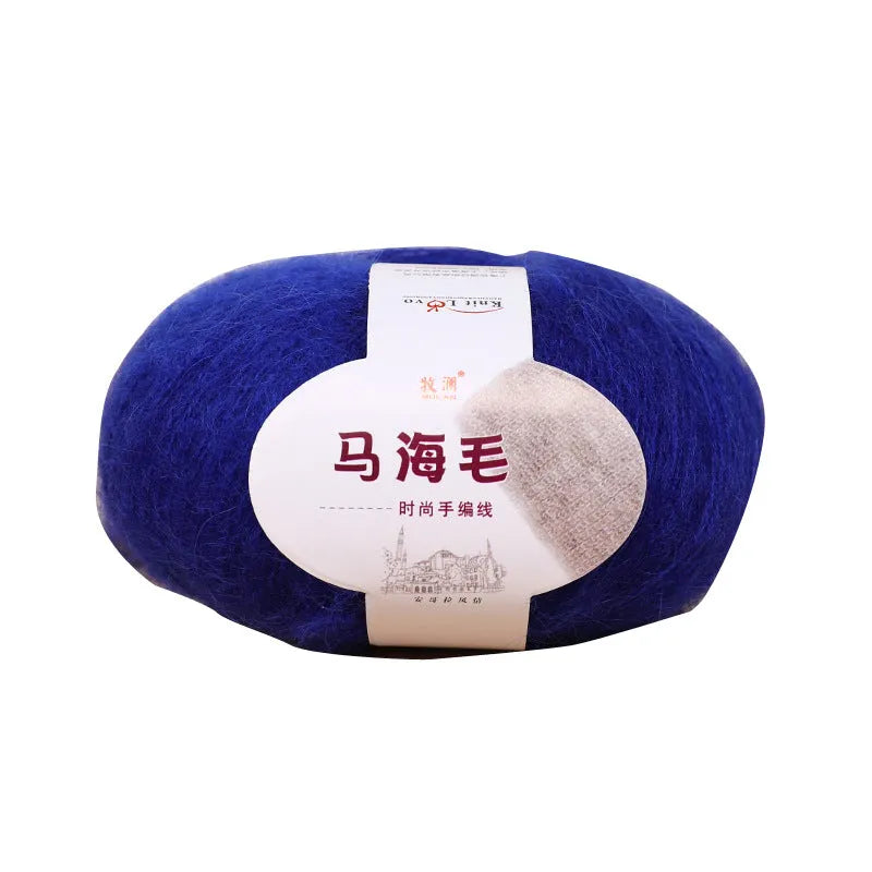 Mohair wool ball for DIY scarf kit with 34 colour options including white, grey, pink and blue