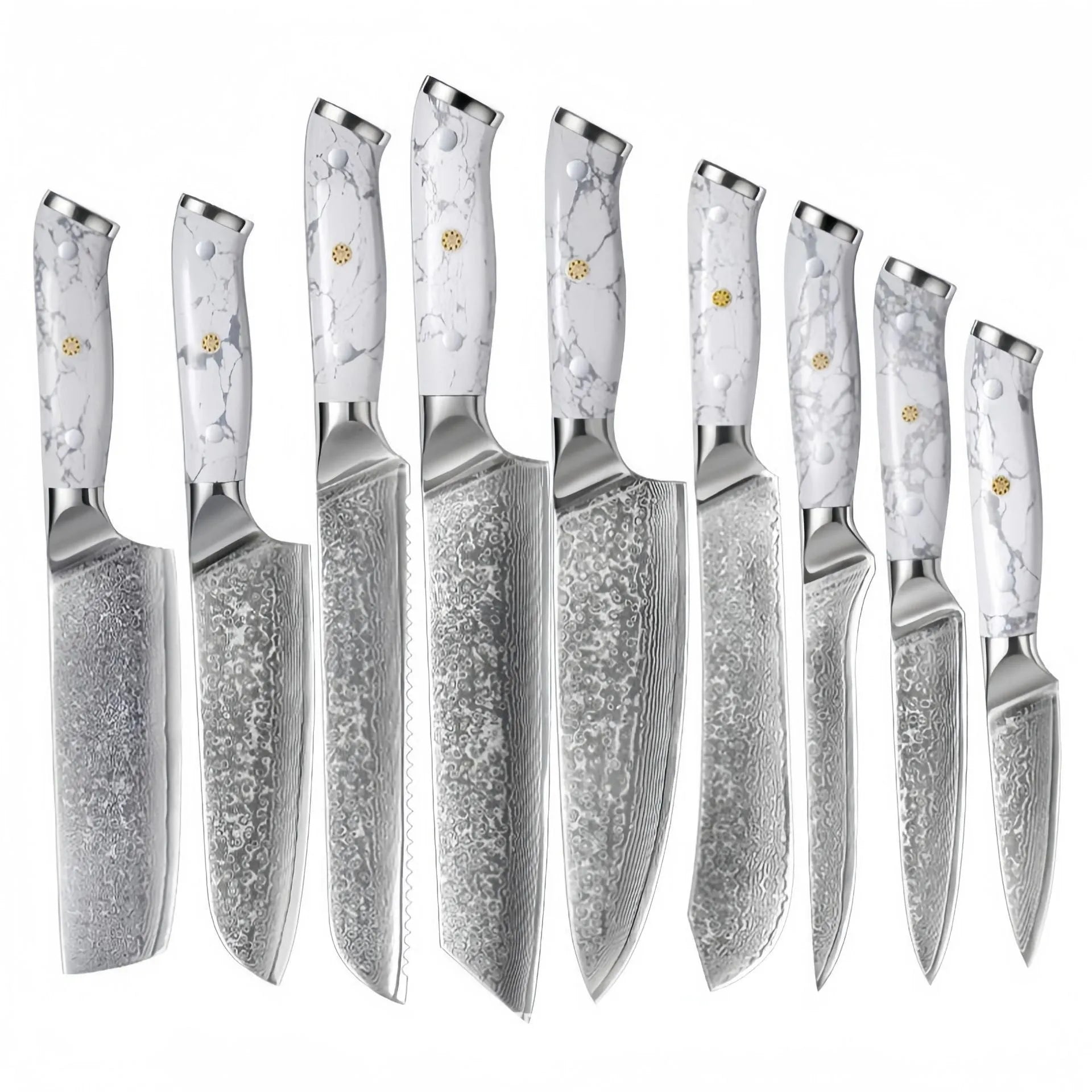 Damascus pattern VG10 steel chef knife with 21cm blade and 11cm wooden handle