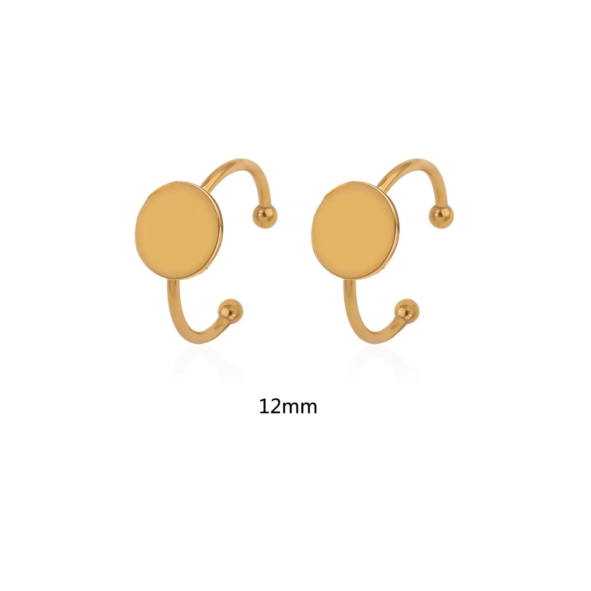 Golden electroplated stainless steel ring settings in various shapes with totem pattern texture and ring holder