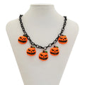 Halloween pumpkin ghost necklace with colourful acrylic cartoon pendant on chain