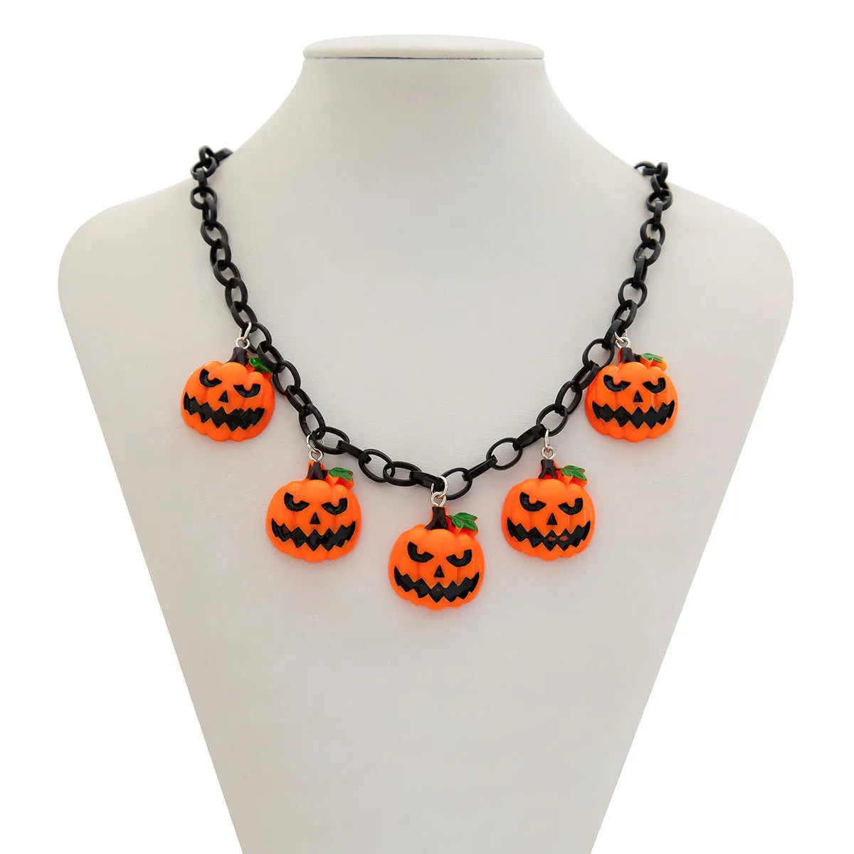 Halloween pumpkin ghost necklace with colourful acrylic cartoon pendant on chain